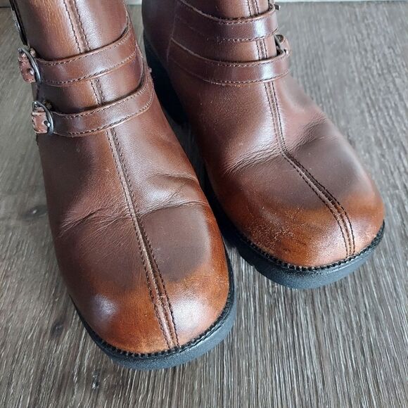 Double H Chunky Heel Platform Brown Leather Ankle Boot Size 7 - Picture 7 of 12